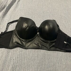 Elegant Black Leather Women's Bra